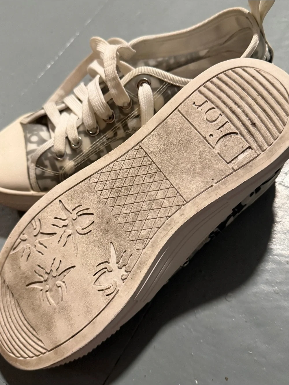 Dior Kids White and Gray Logo Low-Top Sneakers